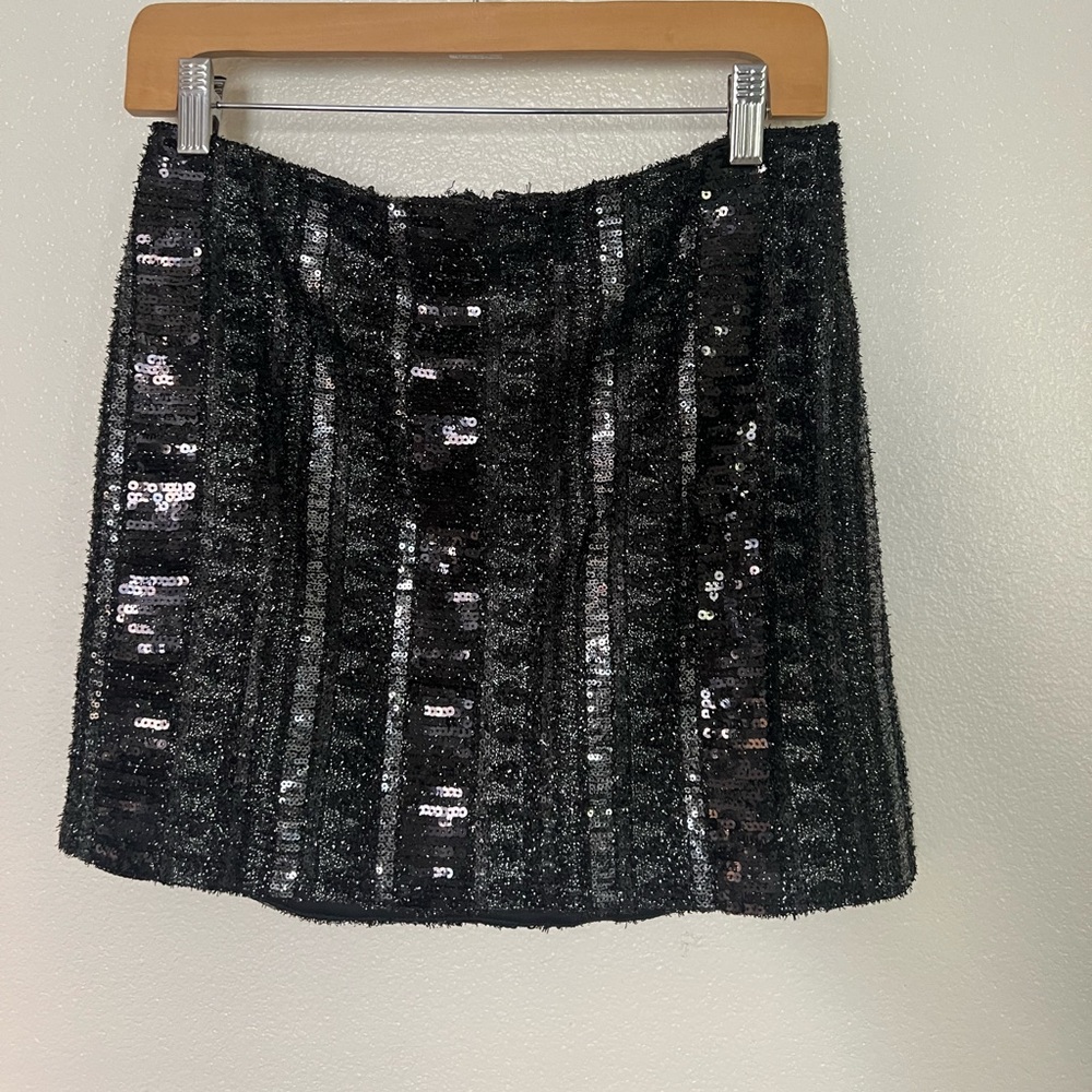 Black Sequin Mini Skirt